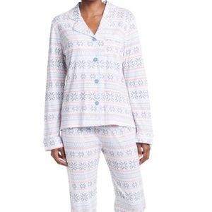 PJ Salvage Natural Fair Isle Print Long Sleeve Top & Pants 2-Piece Pajama Set